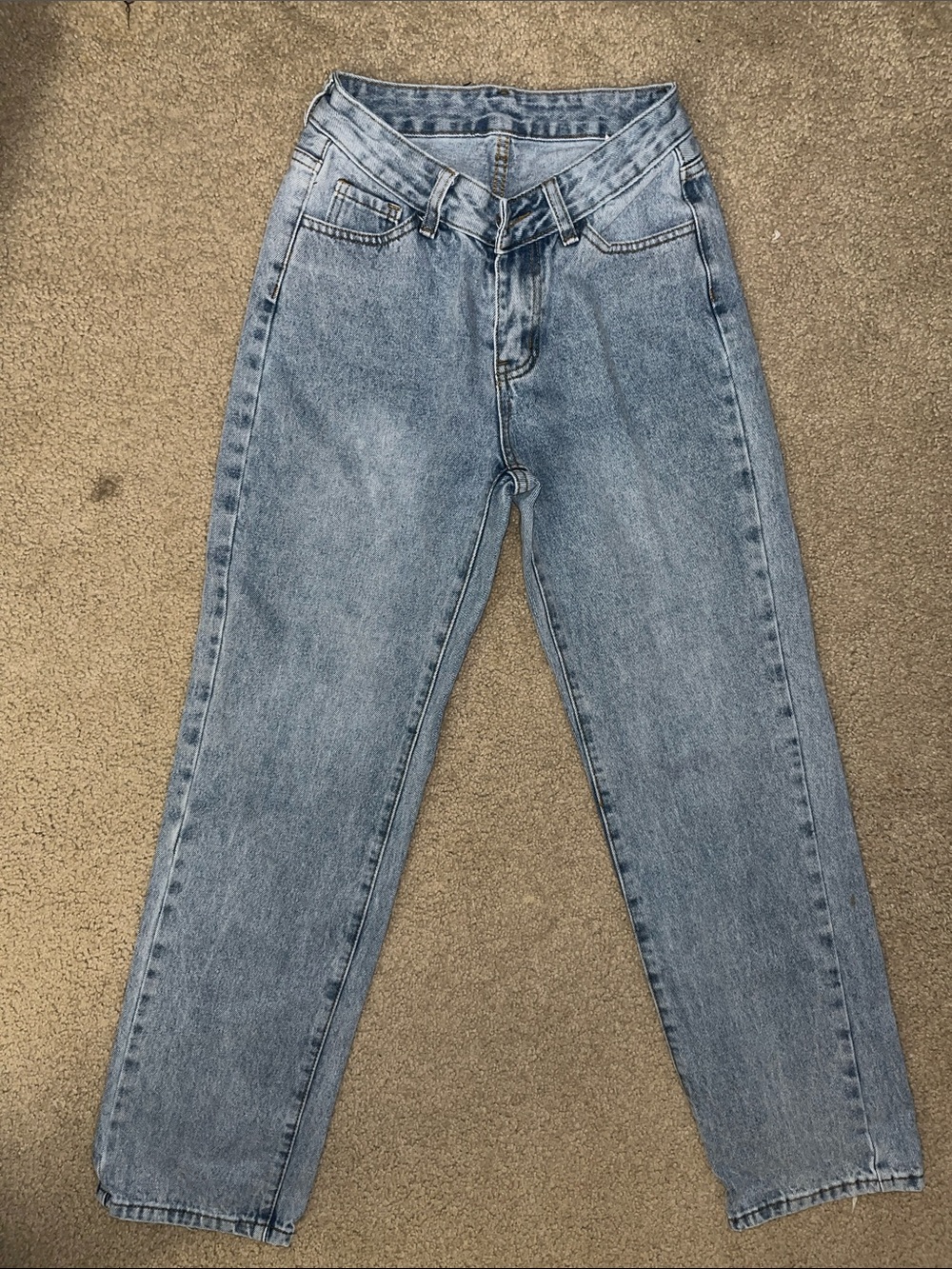 SHEIN high waist Light Blue Washed Denim mom Jeans